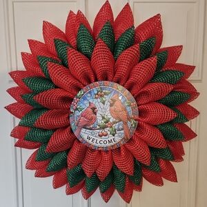 Winter Cardinal Christmas Wreath